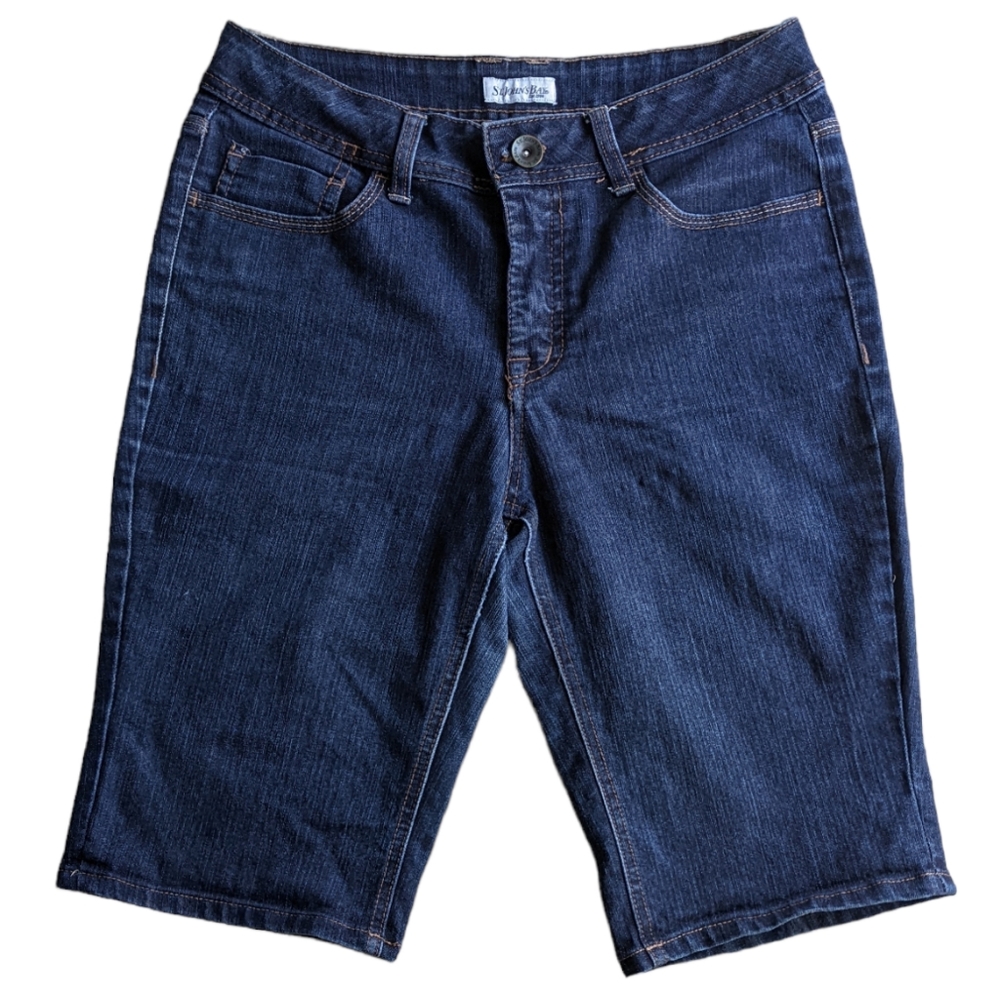 (2/$25) St John's Bay cropped blue jeans knee-length denim shorts